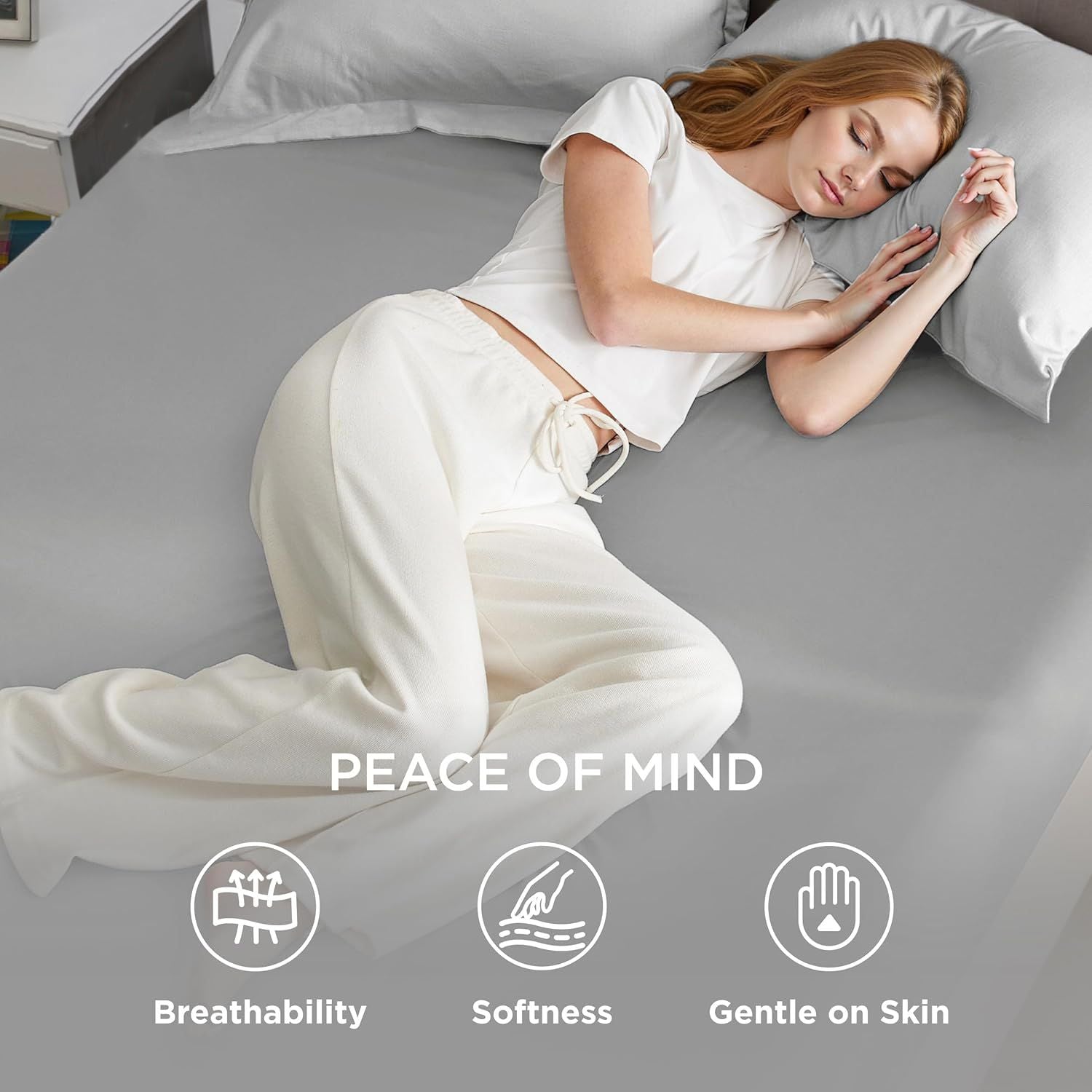 2000TC Hotel Quality Fitted Sheets - 2 Piece Fitted Sheets  -Breathable Bedding - Wrinkle, Fade, Stain Resistant- 16inch/40cm Deep Pocket Fitted Bed Sheets-Wrinkle and Fade Resistant,(Silver-gray,King)