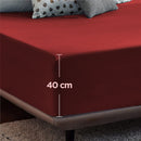 2000TC Hotel Quality Fitted Sheets - 2 Piece Fitted Sheets  -Breathable Bedding - Wrinkle, Fade, Stain Resistant- 16inch/40cm Deep Pocket Fitted Bed Sheets-Wrinkle and Fade Resistant,(Red,King Single)