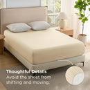 2000TC Hotel Quality Fitted Sheets - 2 Piece Fitted Sheets  -Breathable Bedding - Wrinkle, Fade, Stain Resistant- 16inch/40cm Deep Pocket Fitted Bed Sheets-Wrinkle and Fade Resistant,(Cream White,King Single)