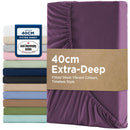 2000TC Hotel Quality Fitted Sheets - 2 Piece Fitted Sheets  -Breathable Bedding - Wrinkle, Fade, Stain Resistant- 16inch/40cm Deep Pocket Fitted Bed Sheets-Wrinkle and Fade Resistant,(Purple,King Single)