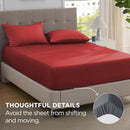 2000TC Hotel Quality Fitted Sheets - 2 Piece Fitted Sheets  -Breathable Bedding - Wrinkle, Fade, Stain Resistant- 16inch/40cm Deep Pocket Fitted Bed Sheets-Wrinkle and Fade Resistant,(Red,Queen)