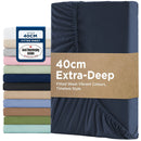 2000TC Hotel Quality Fitted Sheets - 2 Piece Fitted Sheets  -Breathable Bedding - Wrinkle, Fade, Stain Resistant- 16inch/40cm Deep Pocket Fitted Bed Sheets-Wrinkle and Fade Resistant,(Navy,Single)