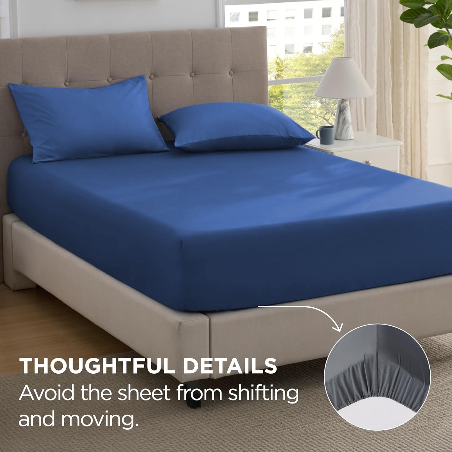 2000TC Hotel Quality Fitted Sheets - 2 Piece Fitted Sheets  -Breathable Bedding - Wrinkle, Fade, Stain Resistant- 16inch/40cm Deep Pocket Fitted Bed Sheets-Wrinkle and Fade Resistant,(Royal blue,Super King)