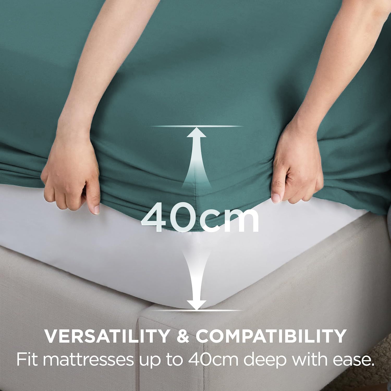 2000TC Hotel Quality Fitted Sheets - 2 Piece Fitted Sheets  -Breathable Bedding - Wrinkle, Fade, Stain Resistant- 16inch/40cm Deep Pocket Fitted Bed Sheets-Wrinkle and Fade Resistant,(Biscay blue,Super King)
