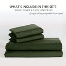 Hotel Soft Microfiber Duvet Cover Set-2000TC Quilt Cover Set & Pillowcases -1 Donna Cover Zipper Closure & 1 x Pillowcases-Breathable Bedding - Wrinkle, Fade, Stain Resistant(Olive green,Double)