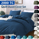 Hotel Soft Microfiber Duvet Cover Set-2000TC Quilt Cover Set & Pillowcases -1 Donna Cover Zipper Closure & 1 x Pillowcases-Breathable Bedding - Wrinkle, Fade, Stain Resistant(Navy,Double)