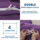 Hotel Soft Microfiber Duvet Cover Set-2000TC Quilt Cover Set & Pillowcases -1 Donna Cover Zipper Closure & 1 x Pillowcases-Breathable Bedding - Wrinkle, Fade, Stain Resistant(Purple,Double)