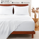 Hotel Soft Bed Sheet Set- Bedding Sheets & Pillowcases -Breathable Bedding - Wrinkle, Fade, Stain Resistant-Deep Pocket Flat Fitted Bed Sheet Set(Raw white,Double)