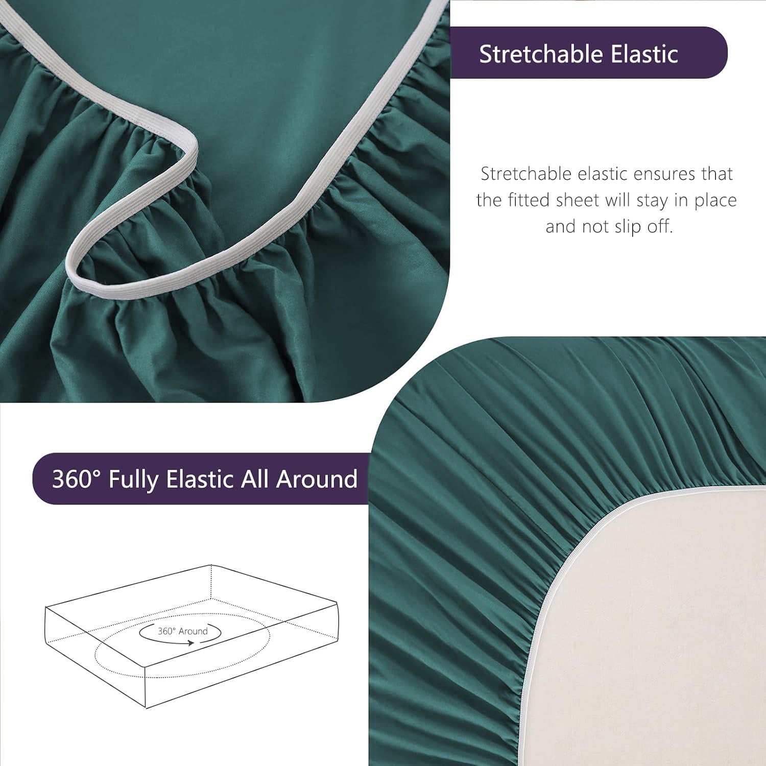 Hotel Soft Bed Sheet Set- Bedding Sheets & Pillowcases -Breathable Bedding - Wrinkle, Fade, Stain Resistant-Deep Pocket Flat Fitted Bed Sheet Set(Biscay blue,Double)