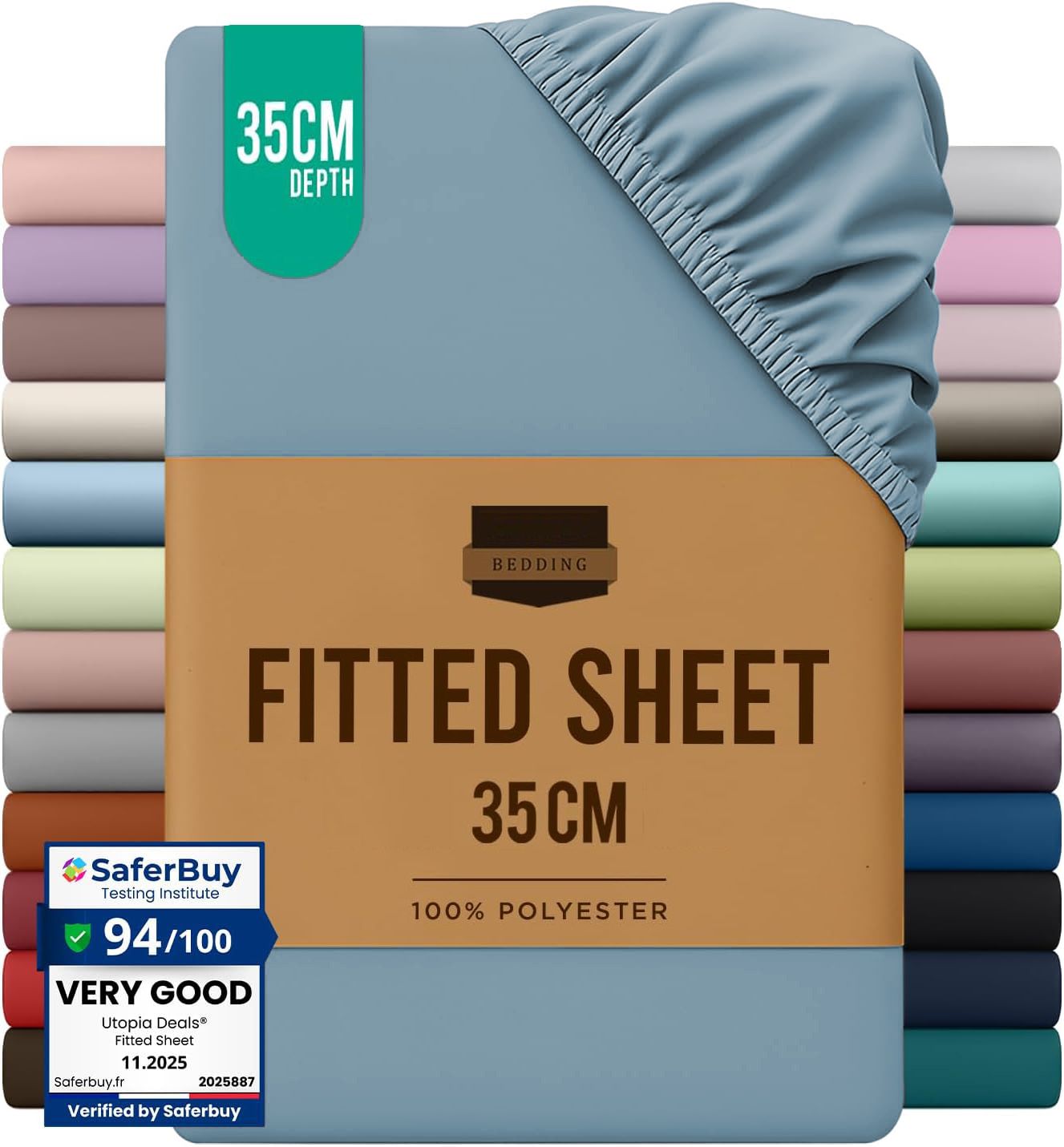 Hotel Quality Fitted Sheet - 1 Piece Fitted Sheet  -Breathable Bedding - Wrinkle, Fade, Stain Resistant- 16inch/40cm Deep Pocket Fitted Bed Sheet-Wrinkle and Fade Resistant,(Ocean,Double)