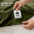 Hotel Quality Fitted Sheet - 1 Piece Fitted Sheet  -Breathable Bedding - Wrinkle, Fade, Stain Resistant- 16inch/40cm Deep Pocket Fitted Bed Sheet-Wrinkle and Fade Resistant,(Olive green,Double)