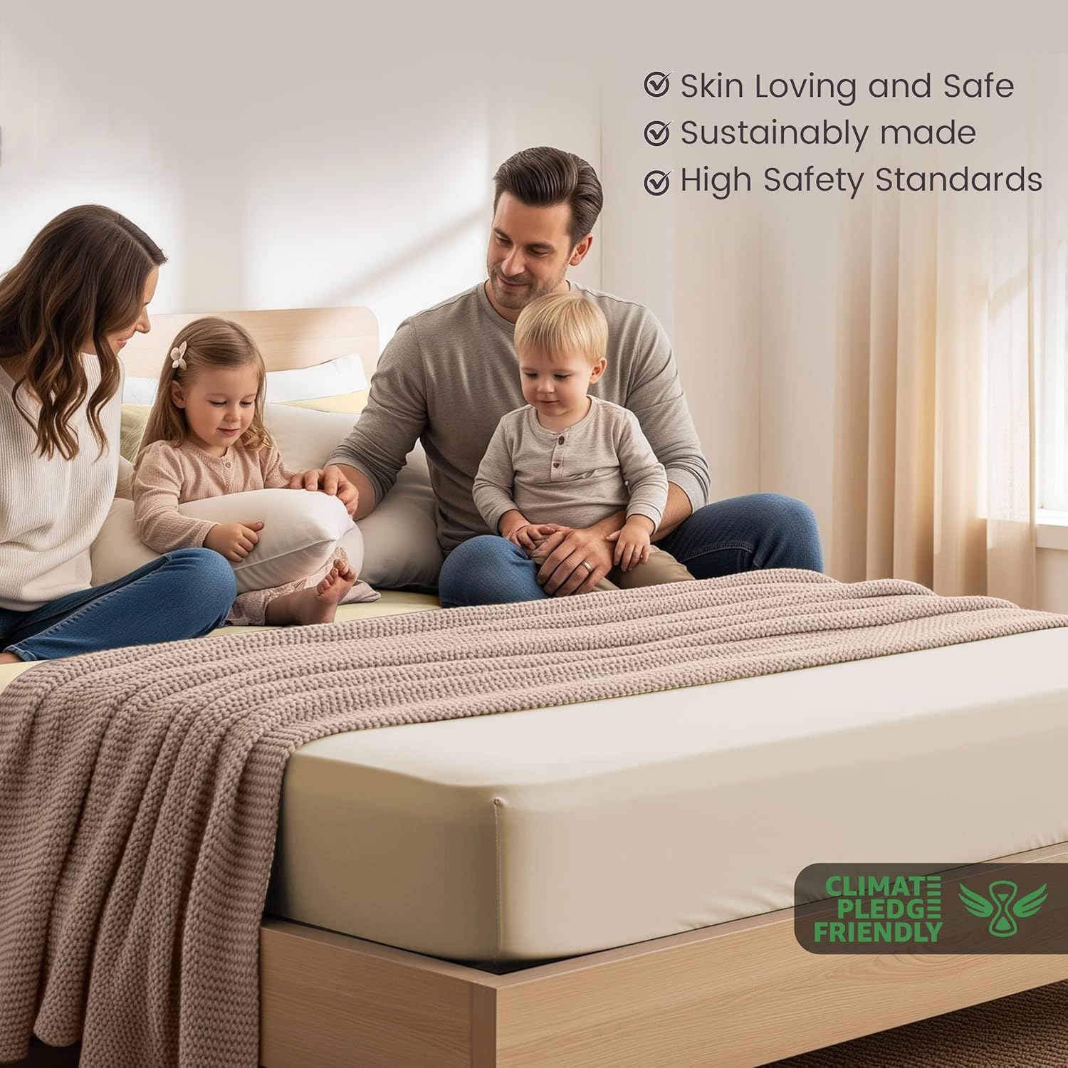 Hotel Quality Fitted Sheet - 1 Piece Fitted Sheet  -Breathable Bedding - Wrinkle, Fade, Stain Resistant- 16inch/40cm Deep Pocket Fitted Bed Sheet-Wrinkle and Fade Resistant,(Cream White,Double)