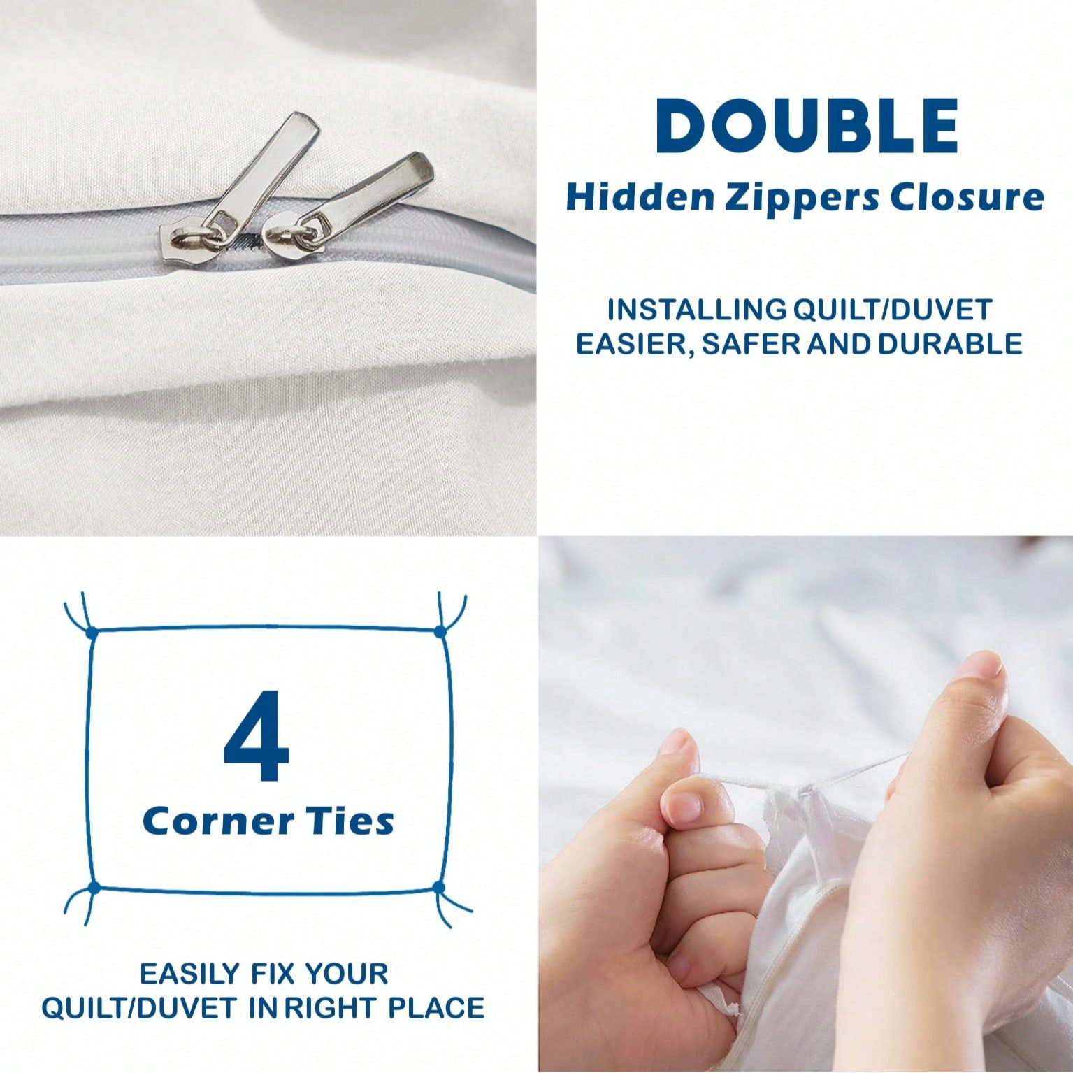 Hotel Soft Microfiber Duvet Cover Set-2000TC Quilt Cover Set & Pillowcases -1 Donna Cover Zipper Closure & 1 x Pillowcases-Breathable Bedding - Wrinkle, Fade, Stain Resistant(Raw white,King)