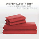 Hotel Soft Microfiber Duvet Cover Set-2000TC Quilt Cover Set & Pillowcases -1 Donna Cover Zipper Closure & 1 x Pillowcases-Breathable Bedding - Wrinkle, Fade, Stain Resistant(Red,King)
