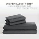 Hotel Soft Microfiber Duvet Cover Set-2000TC Quilt Cover Set & Pillowcases -1 Donna Cover Zipper Closure & 1 x Pillowcases-Breathable Bedding - Wrinkle, Fade, Stain Resistant(Dark gray,King)