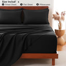 Hotel Soft Bed Sheet Set- Bedding Sheets & Pillowcases -Breathable Bedding - Wrinkle, Fade, Stain Resistant-Deep Pocket Flat Fitted Bed Sheet Set(Black,King)
