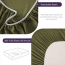 Hotel Soft Bed Sheet Set- Bedding Sheets & Pillowcases -Breathable Bedding - Wrinkle, Fade, Stain Resistant-Deep Pocket Flat Fitted Bed Sheet Set(Olive green,King)