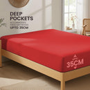 Hotel Quality Fitted Sheet - 1 Piece Fitted Sheet  -Breathable Bedding - Wrinkle, Fade, Stain Resistant- 16inch/40cm Deep Pocket Fitted Bed Sheet-Wrinkle and Fade Resistant,(Red,King)