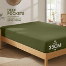 Hotel Quality Fitted Sheet - 1 Piece Fitted Sheet  -Breathable Bedding - Wrinkle, Fade, Stain Resistant- 16inch/40cm Deep Pocket Fitted Bed Sheet-Wrinkle and Fade Resistant,(Olive green,King)