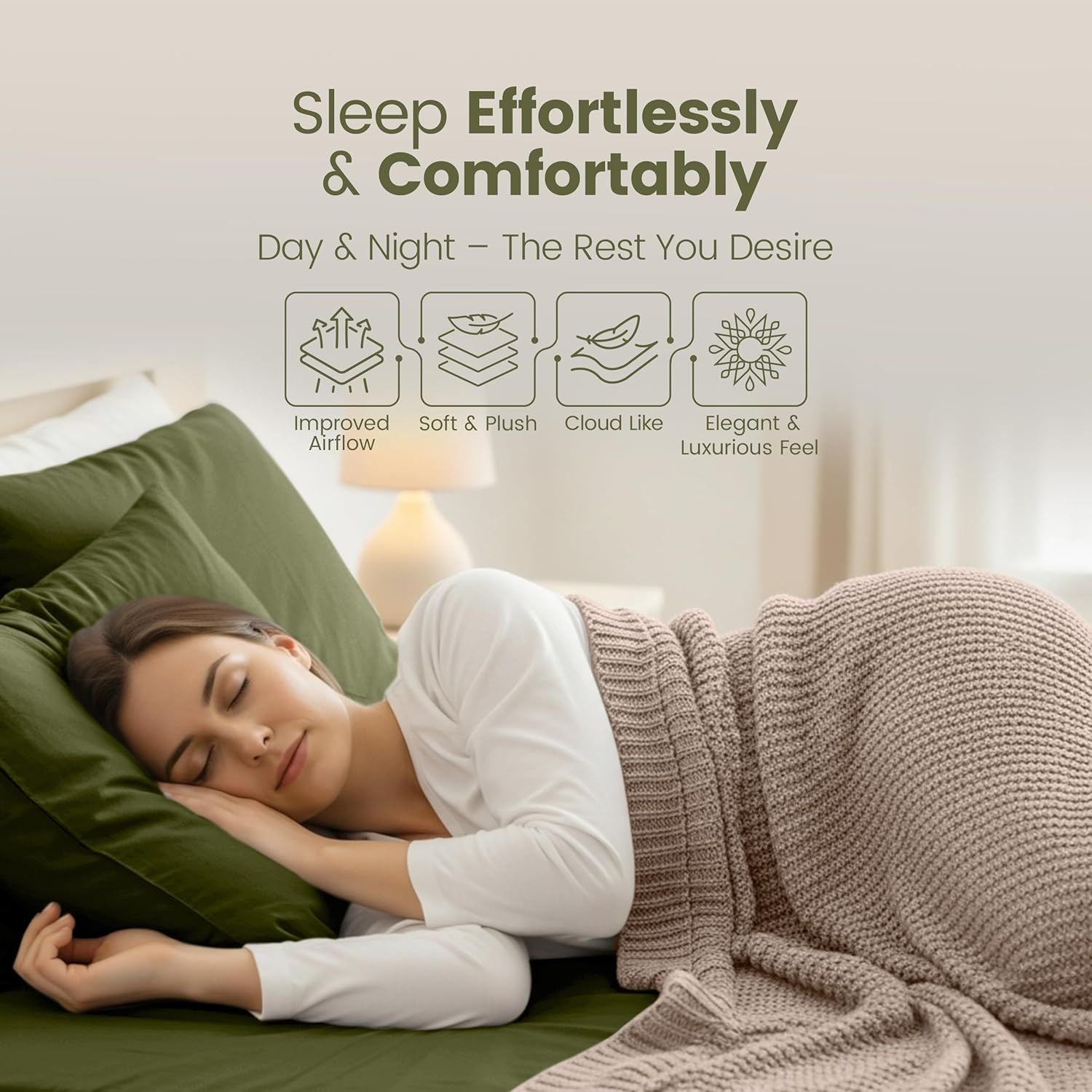 Hotel Quality Fitted Sheet - 1 Piece Fitted Sheet  -Breathable Bedding - Wrinkle, Fade, Stain Resistant- 16inch/40cm Deep Pocket Fitted Bed Sheet-Wrinkle and Fade Resistant,(Olive green,King)