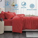 Hotel Soft Microfiber Duvet Cover Set-2000TC Quilt Cover Set & Pillowcases -1 Donna Cover Zipper Closure & 1 x Pillowcases-Breathable Bedding - Wrinkle, Fade, Stain Resistant(Red,King Single)