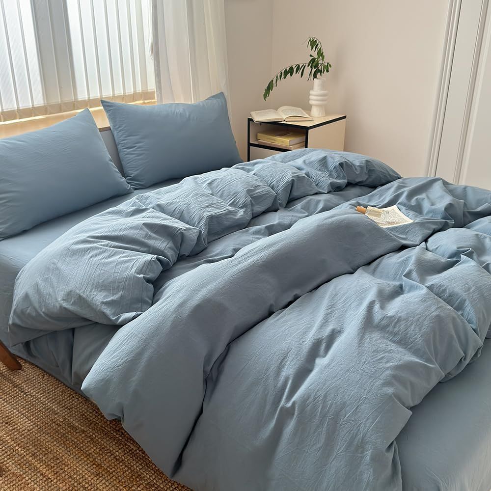 Hotel Soft Microfiber Duvet Cover Set-2000TC Quilt Cover Set & Pillowcases -1 Donna Cover Zipper Closure & 1 x Pillowcases-Breathable Bedding - Wrinkle, Fade, Stain Resistant(Ocean,King Single)