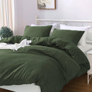 Hotel Soft Microfiber Duvet Cover Set-2000TC Quilt Cover Set & Pillowcases -1 Donna Cover Zipper Closure & 1 x Pillowcases-Breathable Bedding - Wrinkle, Fade, Stain Resistant(Olive green,King Single)