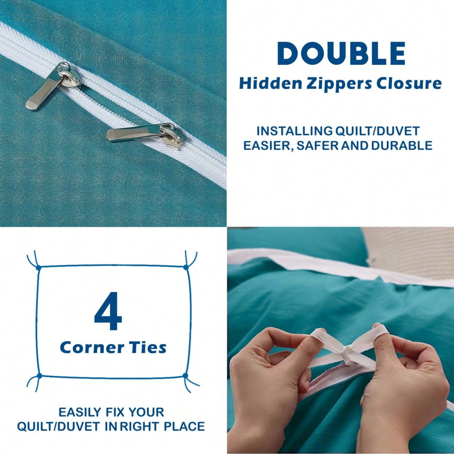 Hotel Soft Microfiber Duvet Cover Set-2000TC Quilt Cover Set & Pillowcases -1 Donna Cover Zipper Closure & 1 x Pillowcases-Breathable Bedding - Wrinkle, Fade, Stain Resistant(Biscay blue,King Single)