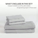 Hotel Soft Microfiber Duvet Cover Set-2000TC Quilt Cover Set & Pillowcases -1 Donna Cover Zipper Closure & 1 x Pillowcases-Breathable Bedding - Wrinkle, Fade, Stain Resistant(Silver-gray,King Single)