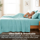 Hotel Soft Bed Sheet Set- Bedding Sheets & Pillowcases -Breathable Bedding - Wrinkle, Fade, Stain Resistant-Deep Pocket Flat Fitted Bed Sheet Set(Ice Blue,King Single)