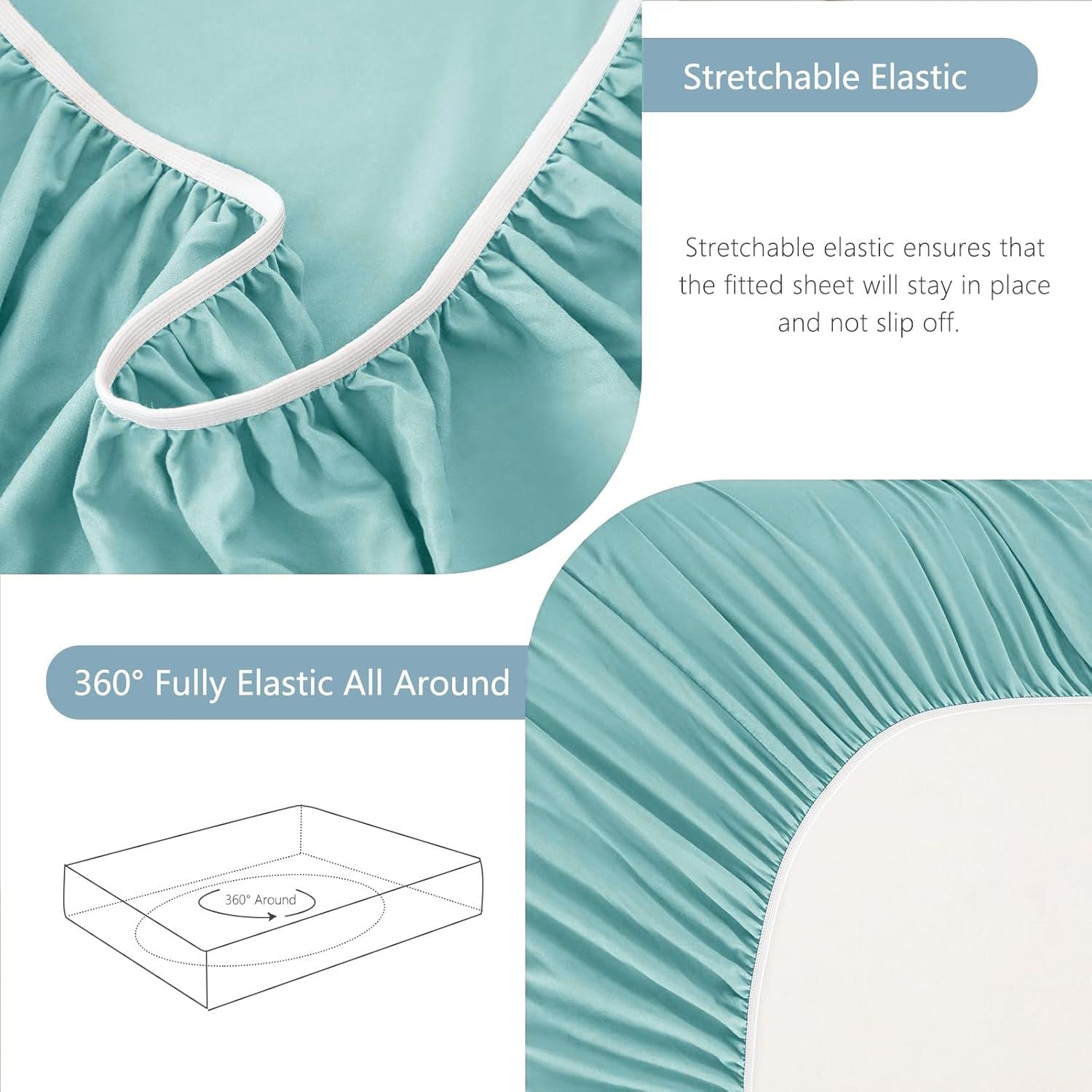 Hotel Soft Bed Sheet Set- Bedding Sheets & Pillowcases -Breathable Bedding - Wrinkle, Fade, Stain Resistant-Deep Pocket Flat Fitted Bed Sheet Set(Ice Blue,King Single)