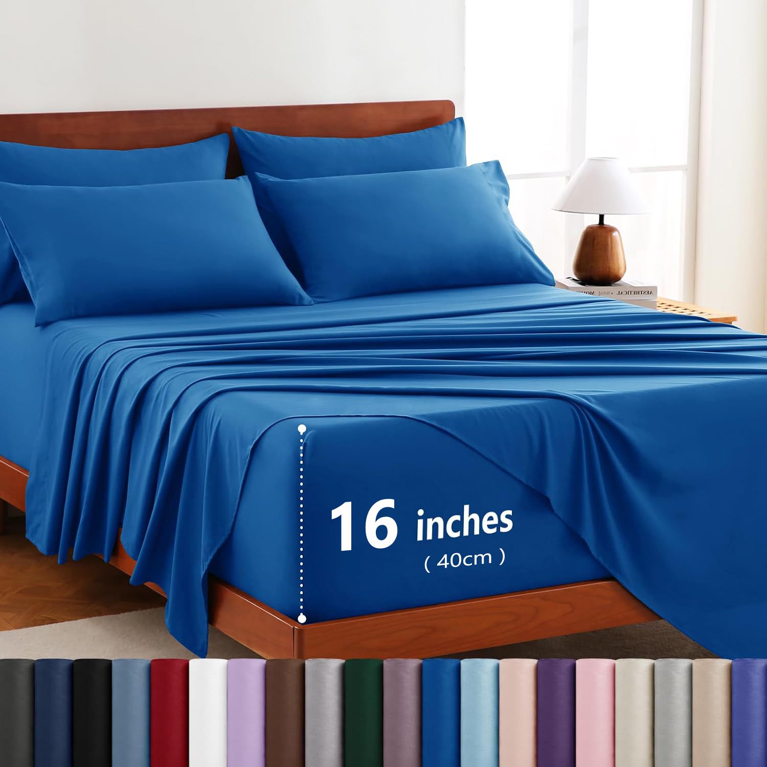 Hotel Soft Bed Sheet Set- Bedding Sheets & Pillowcases -Breathable Bedding - Wrinkle, Fade, Stain Resistant-Deep Pocket Flat Fitted Bed Sheet Set(Royal blue,King Single)