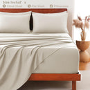Hotel Soft Bed Sheet Set- Bedding Sheets & Pillowcases -Breathable Bedding - Wrinkle, Fade, Stain Resistant-Deep Pocket Flat Fitted Bed Sheet Set(Cream White,King Single)