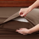 Hotel Soft Bed Sheet Set- Bedding Sheets & Pillowcases -Breathable Bedding - Wrinkle, Fade, Stain Resistant-Deep Pocket Flat Fitted Bed Sheet Set(Chocolate,King Single)