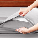 Hotel Soft Bed Sheet Set- Bedding Sheets & Pillowcases -Breathable Bedding - Wrinkle, Fade, Stain Resistant-Deep Pocket Flat Fitted Bed Sheet Set(Silver-gray,King Single)