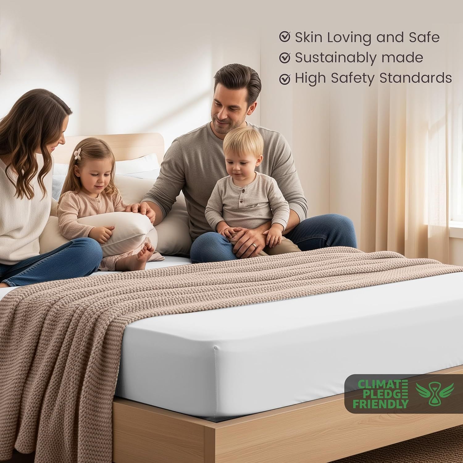 Hotel Quality Fitted Sheet - 1 Piece Fitted Sheet  -Breathable Bedding - Wrinkle, Fade, Stain Resistant- 16inch/40cm Deep Pocket Fitted Bed Sheet-Wrinkle and Fade Resistant,(White,King Single)