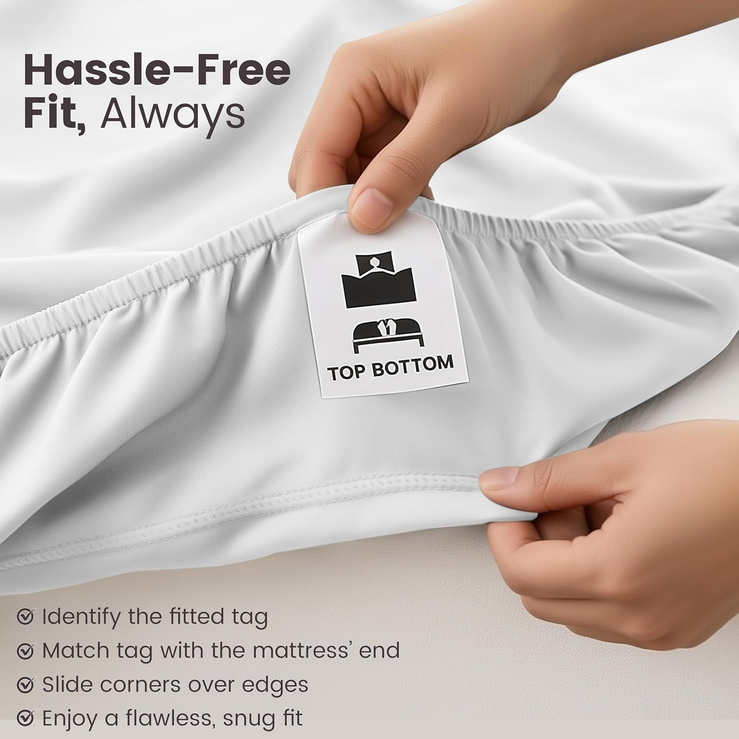Hotel Quality Fitted Sheet - 1 Piece Fitted Sheet  -Breathable Bedding - Wrinkle, Fade, Stain Resistant- 16inch/40cm Deep Pocket Fitted Bed Sheet-Wrinkle and Fade Resistant,(White,King Single)