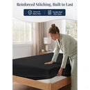 Hotel Quality Fitted Sheet - 1 Piece Fitted Sheet  -Breathable Bedding - Wrinkle, Fade, Stain Resistant- 16inch/40cm Deep Pocket Fitted Bed Sheet-Wrinkle and Fade Resistant,(Black,King Single)