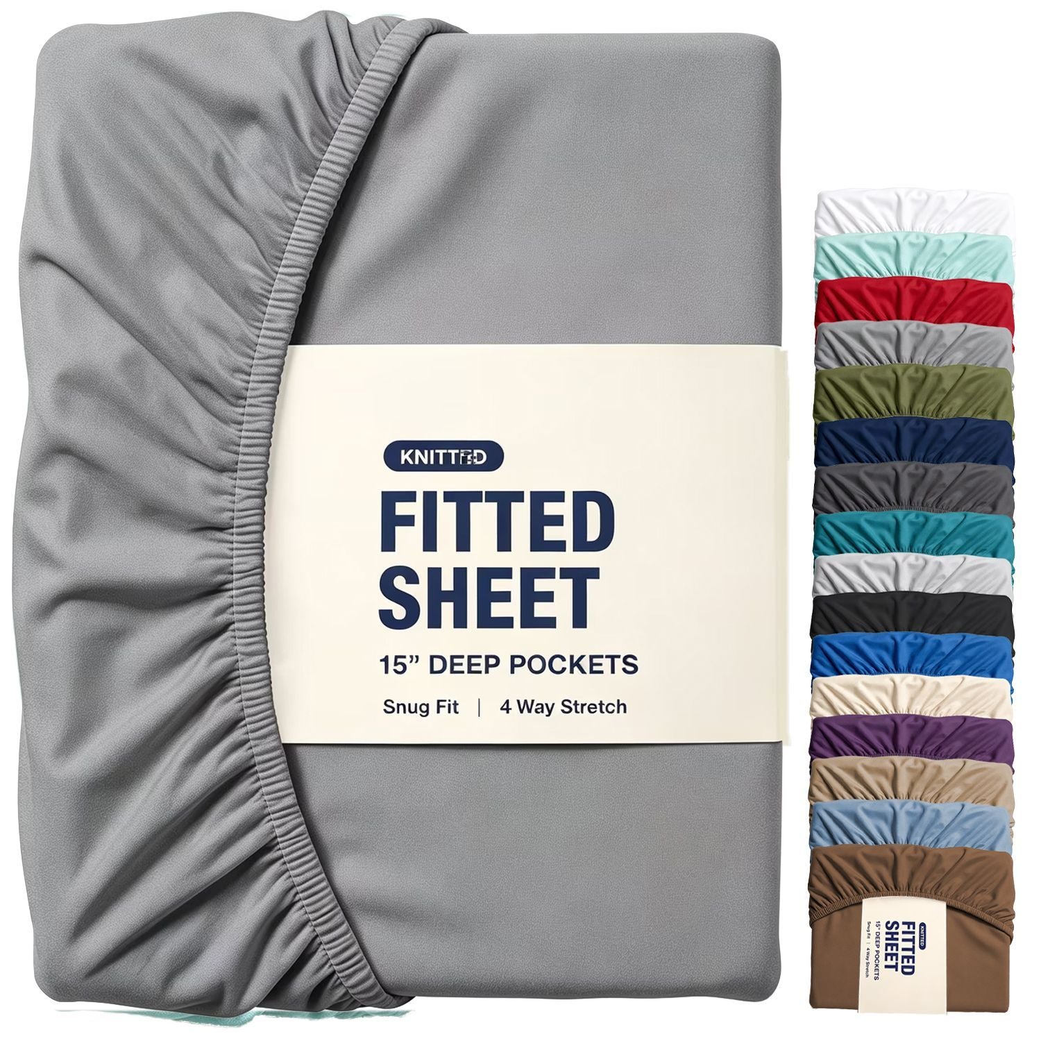 Hotel Quality Fitted Sheet - 1 Piece Fitted Sheet  -Breathable Bedding - Wrinkle, Fade, Stain Resistant- 16inch/40cm Deep Pocket Fitted Bed Sheet-Wrinkle and Fade Resistant,(Grey,King Single)