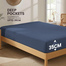 Hotel Quality Fitted Sheet - 1 Piece Fitted Sheet  -Breathable Bedding - Wrinkle, Fade, Stain Resistant- 16inch/40cm Deep Pocket Fitted Bed Sheet-Wrinkle and Fade Resistant,(Navy,King Single)