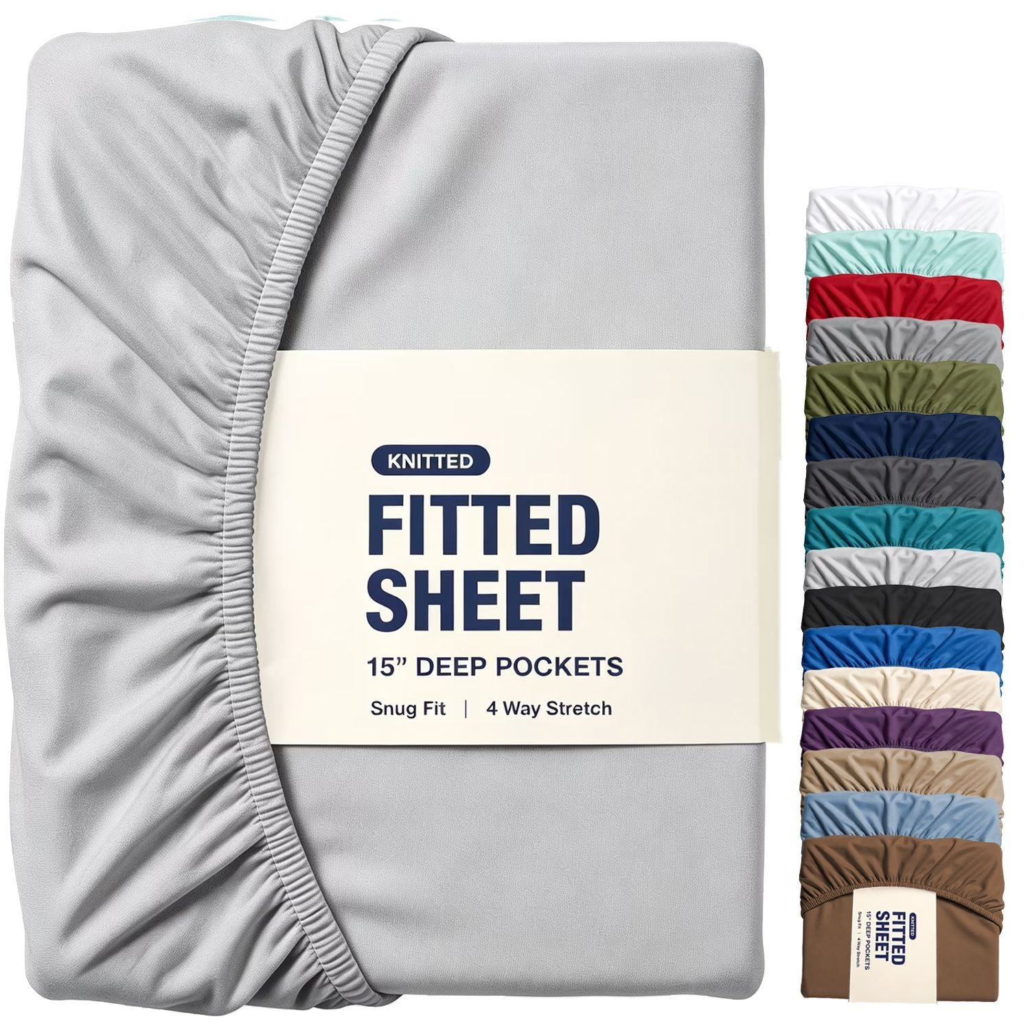 Hotel Quality Fitted Sheet - 1 Piece Fitted Sheet  -Breathable Bedding - Wrinkle, Fade, Stain Resistant- 16inch/40cm Deep Pocket Fitted Bed Sheet-Wrinkle and Fade Resistant,(Silver-gray,King Single)