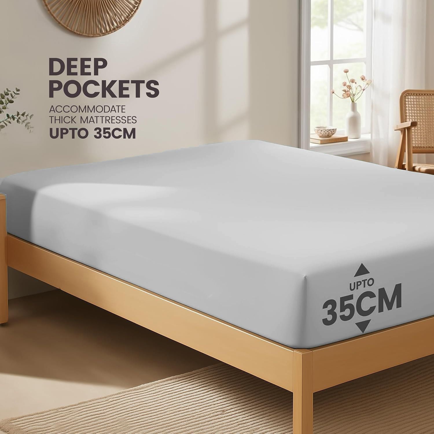 Hotel Quality Fitted Sheet - 1 Piece Fitted Sheet  -Breathable Bedding - Wrinkle, Fade, Stain Resistant- 16inch/40cm Deep Pocket Fitted Bed Sheet-Wrinkle and Fade Resistant,(Silver-gray,King Single)