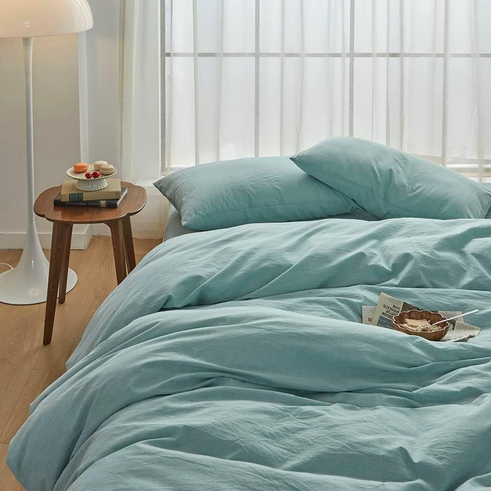 Hotel Soft Microfiber Duvet Cover Set-2000TC Quilt Cover Set & Pillowcases -1 Donna Cover Zipper Closure & 1 x Pillowcases-Breathable Bedding - Wrinkle, Fade, Stain Resistant(Ice Blue,Queen)
