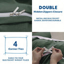 Hotel Soft Microfiber Duvet Cover Set-2000TC Quilt Cover Set & Pillowcases -1 Donna Cover Zipper Closure & 1 x Pillowcases-Breathable Bedding - Wrinkle, Fade, Stain Resistant(Olive green,Queen)