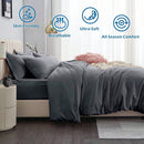 Hotel Soft Microfiber Duvet Cover Set-2000TC Quilt Cover Set & Pillowcases -1 Donna Cover Zipper Closure & 1 x Pillowcases-Breathable Bedding - Wrinkle, Fade, Stain Resistant(Dark gray,Queen)