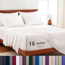 Hotel Soft Bed Sheet Set- Bedding Sheets & Pillowcases -Breathable Bedding - Wrinkle, Fade, Stain Resistant-Deep Pocket Flat Fitted Bed Sheet Set(White,Queen)