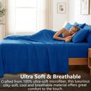 Hotel Soft Bed Sheet Set- Bedding Sheets & Pillowcases -Breathable Bedding - Wrinkle, Fade, Stain Resistant-Deep Pocket Flat Fitted Bed Sheet Set(Royal blue,Queen)