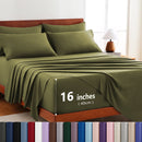 Hotel Soft Bed Sheet Set- Bedding Sheets & Pillowcases -Breathable Bedding - Wrinkle, Fade, Stain Resistant-Deep Pocket Flat Fitted Bed Sheet Set(Olive green,Queen)