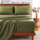 Hotel Soft Bed Sheet Set- Bedding Sheets & Pillowcases -Breathable Bedding - Wrinkle, Fade, Stain Resistant-Deep Pocket Flat Fitted Bed Sheet Set(Olive green,Queen)