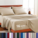 Hotel Soft Bed Sheet Set- Bedding Sheets & Pillowcases -Breathable Bedding - Wrinkle, Fade, Stain Resistant-Deep Pocket Flat Fitted Bed Sheet Set(Camel Beige,Queen)
